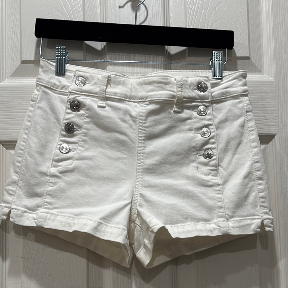Women's White Button-Detail Shorts